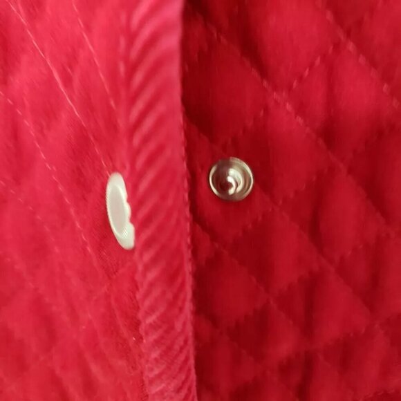 Talbots Red Diamond Quilted Corduroy Trim Snap Button Barn Jacket Sz Small - Picture 4 of 10